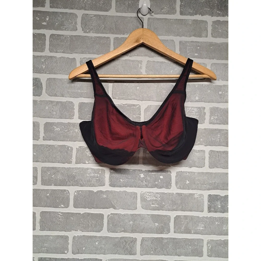 Lilyette Black‎ Red Lace Underwire Bra Women's Intimates Size 38DDD